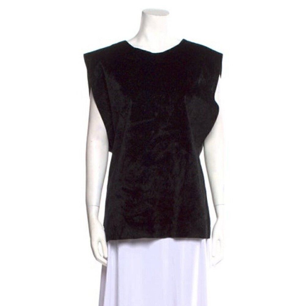 Beulah Womens Authentic Solid Black Faux Fur Tank Top Vest Small Medium